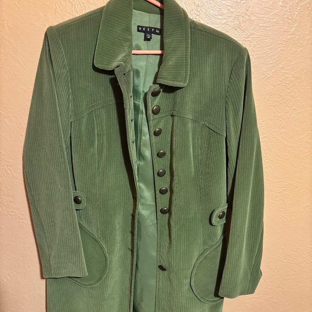 Vesti Green Corduroy Trench Coat